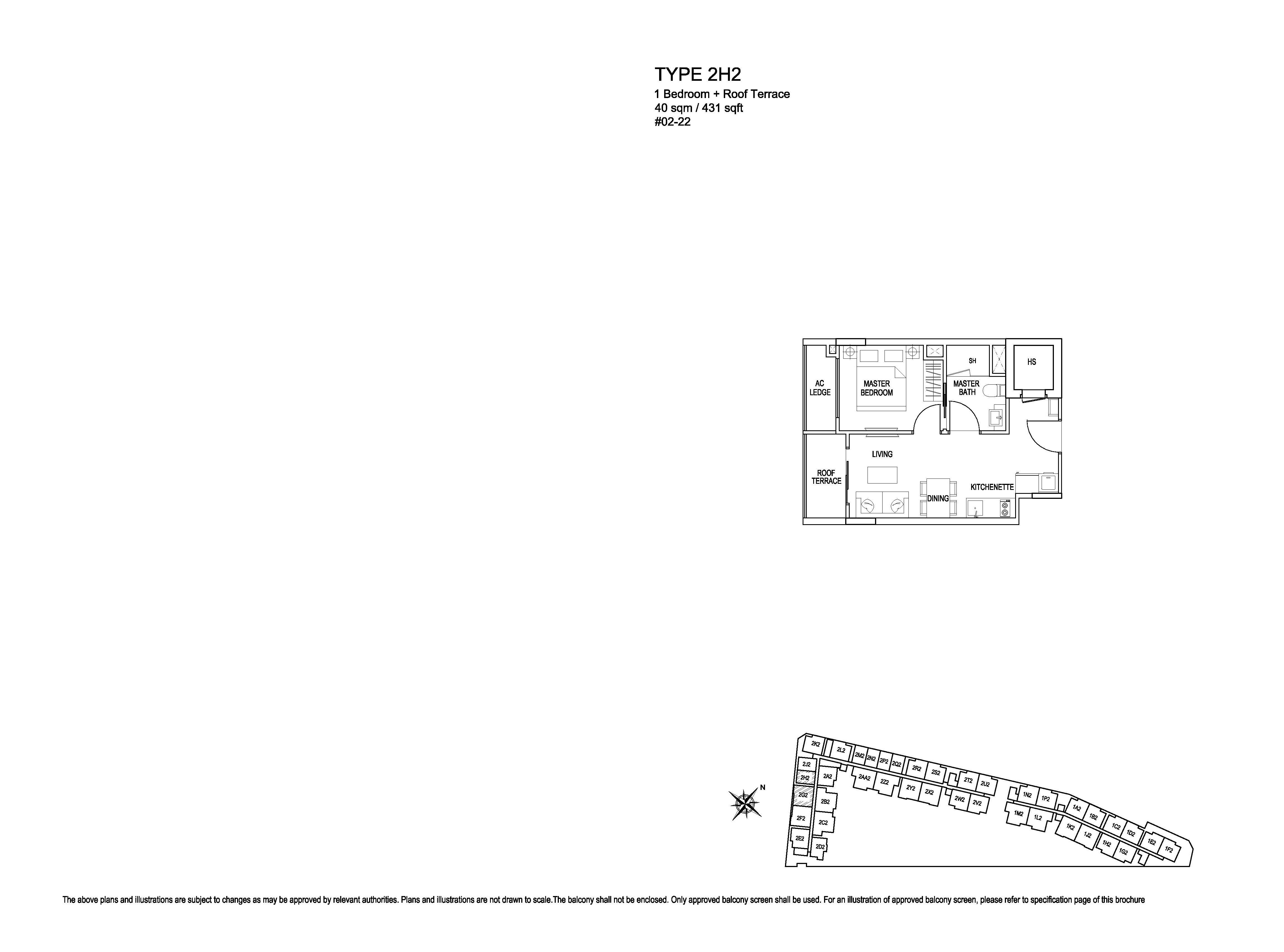 Kensington Square 1 Bedroom Floor Plans Type 2H2