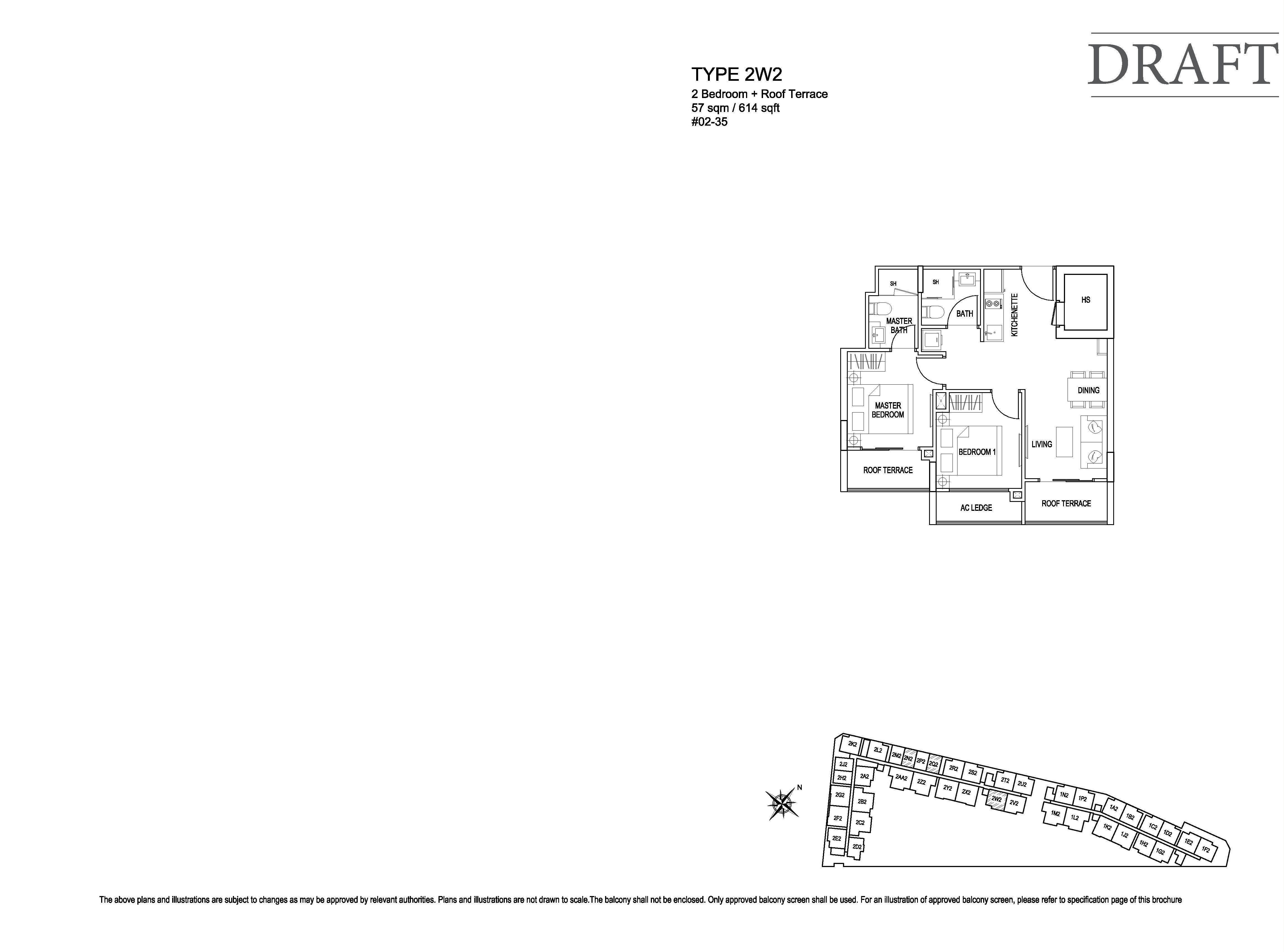 Kensington Square 2 Bedroom Floor Plans Type 2W2