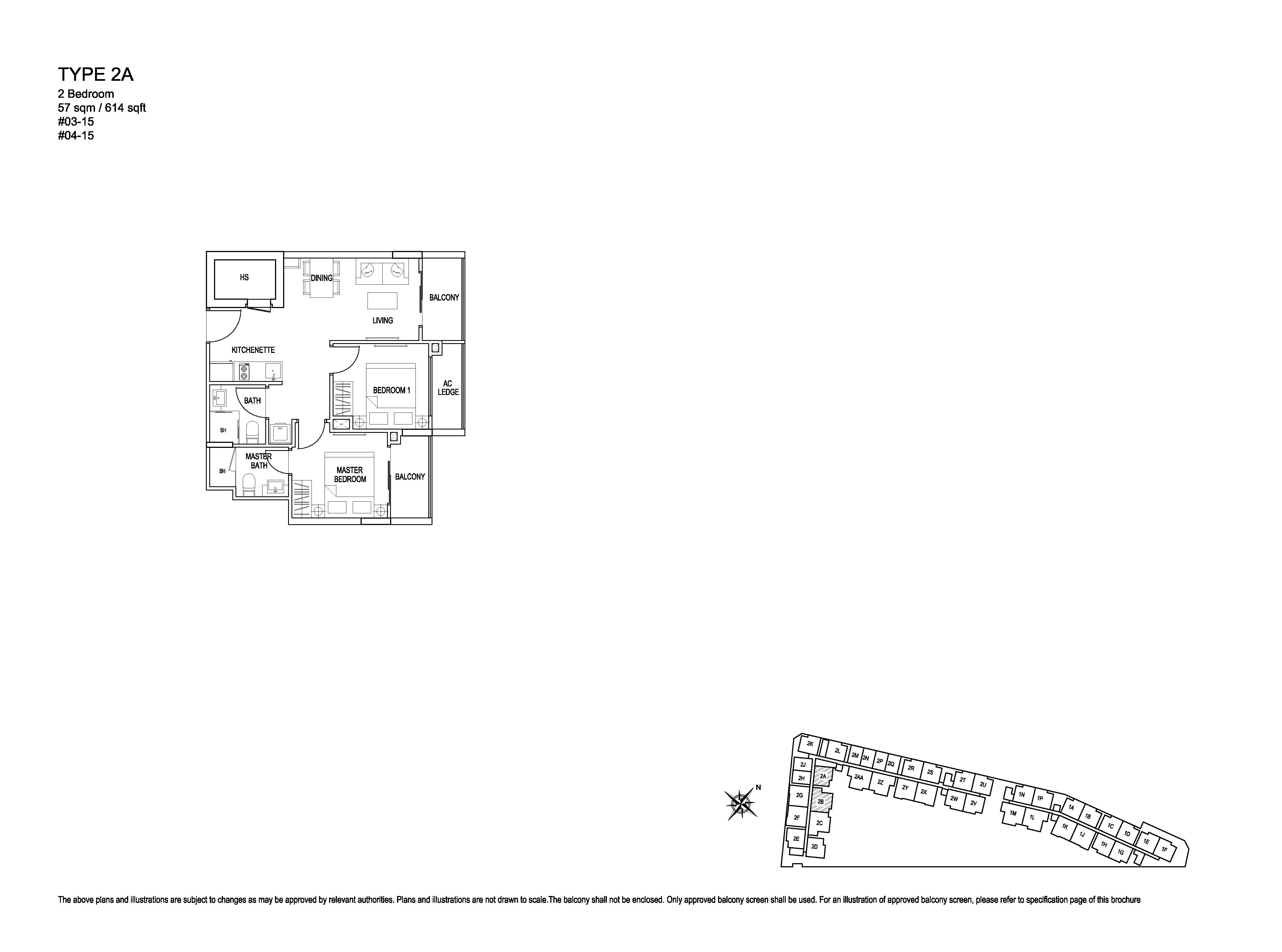 Kensington Square 2 Bedroom Floor Plans Type 2A