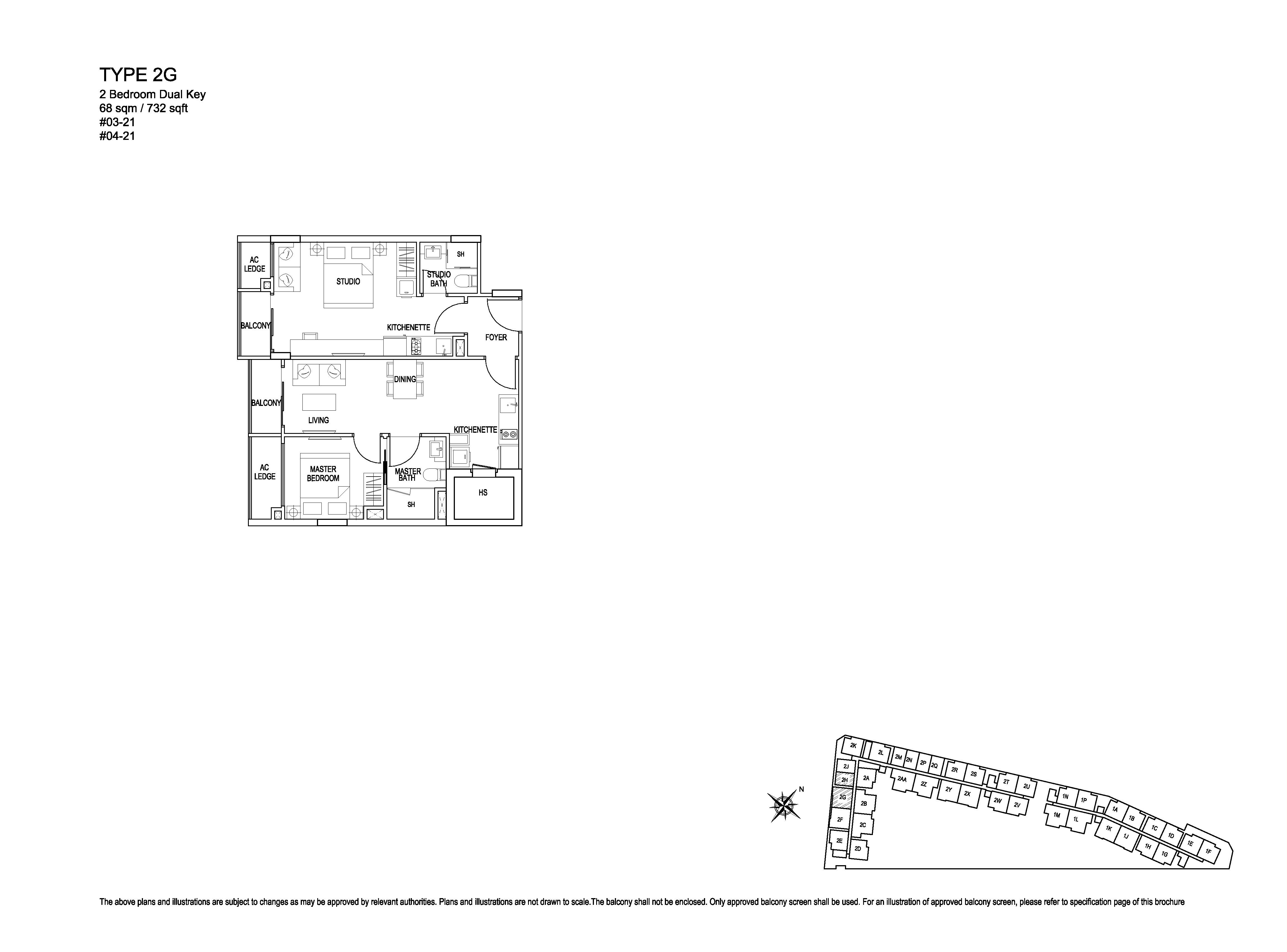Kensington Square 2 Bedroom Dual Key Floor Plans Type 2G