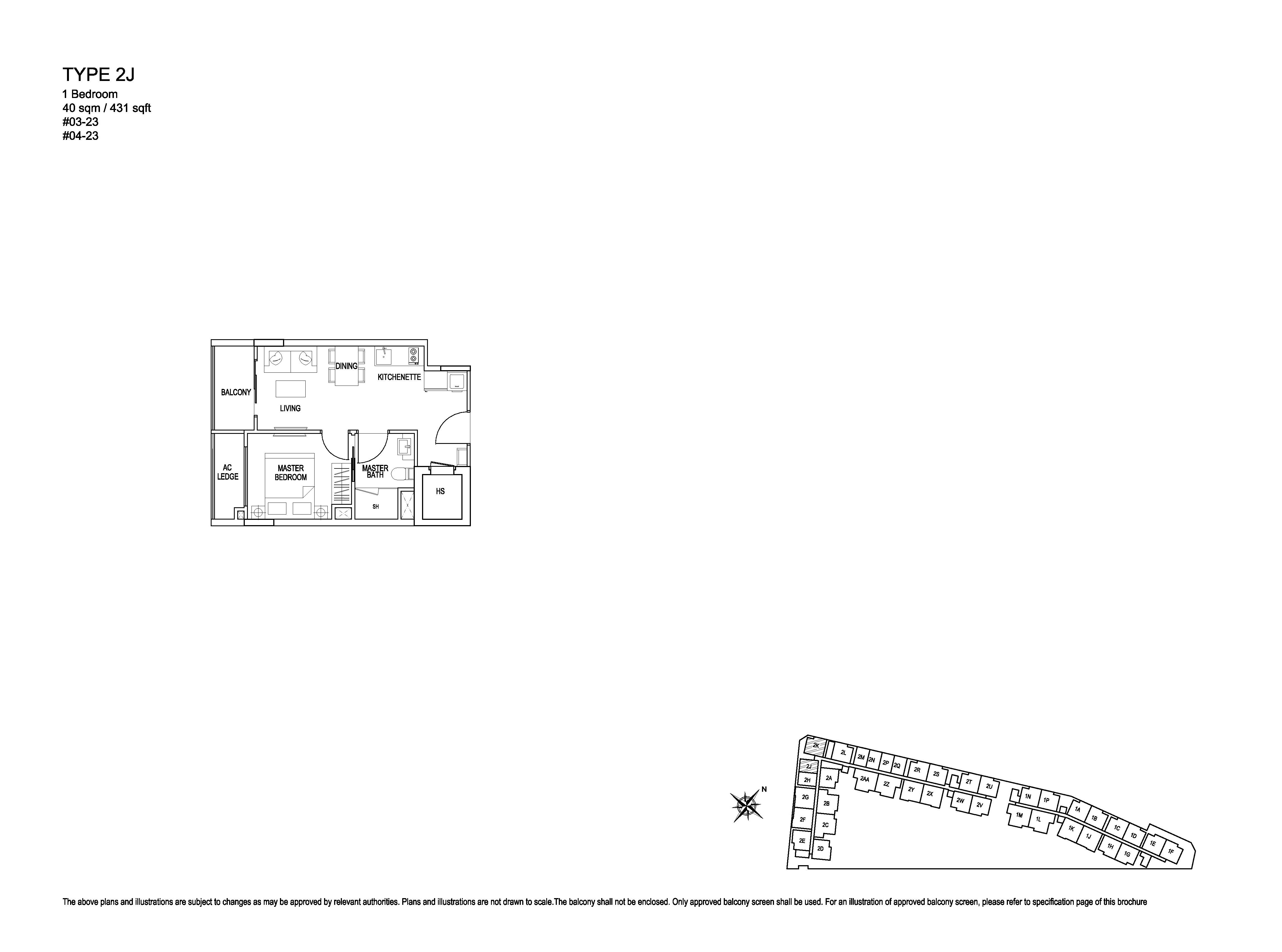 Kensington Square 1 Bedroom Floor Plans Type 2J