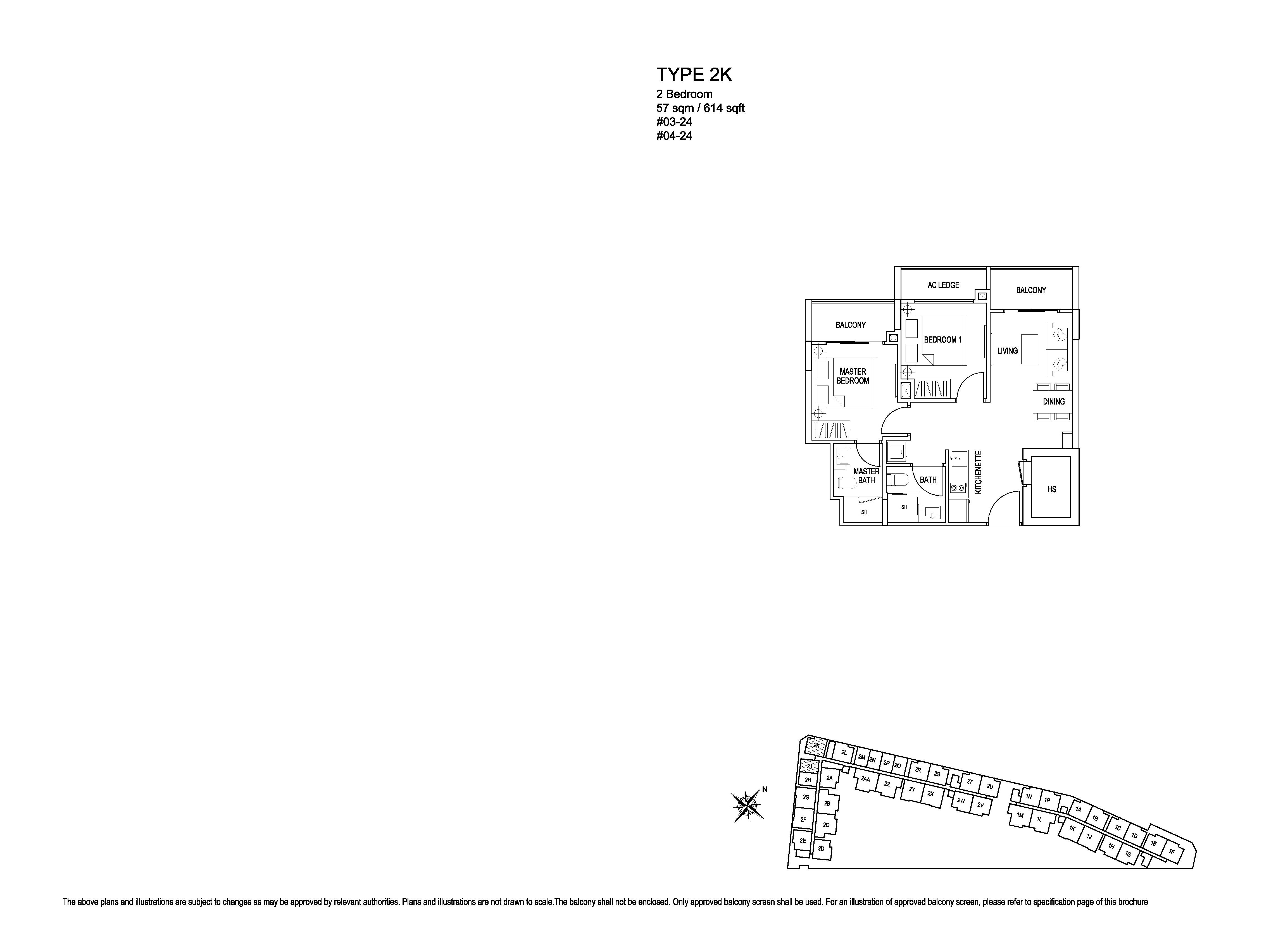 Kensington Square 2 Bedroom Floor Plans Type 2K