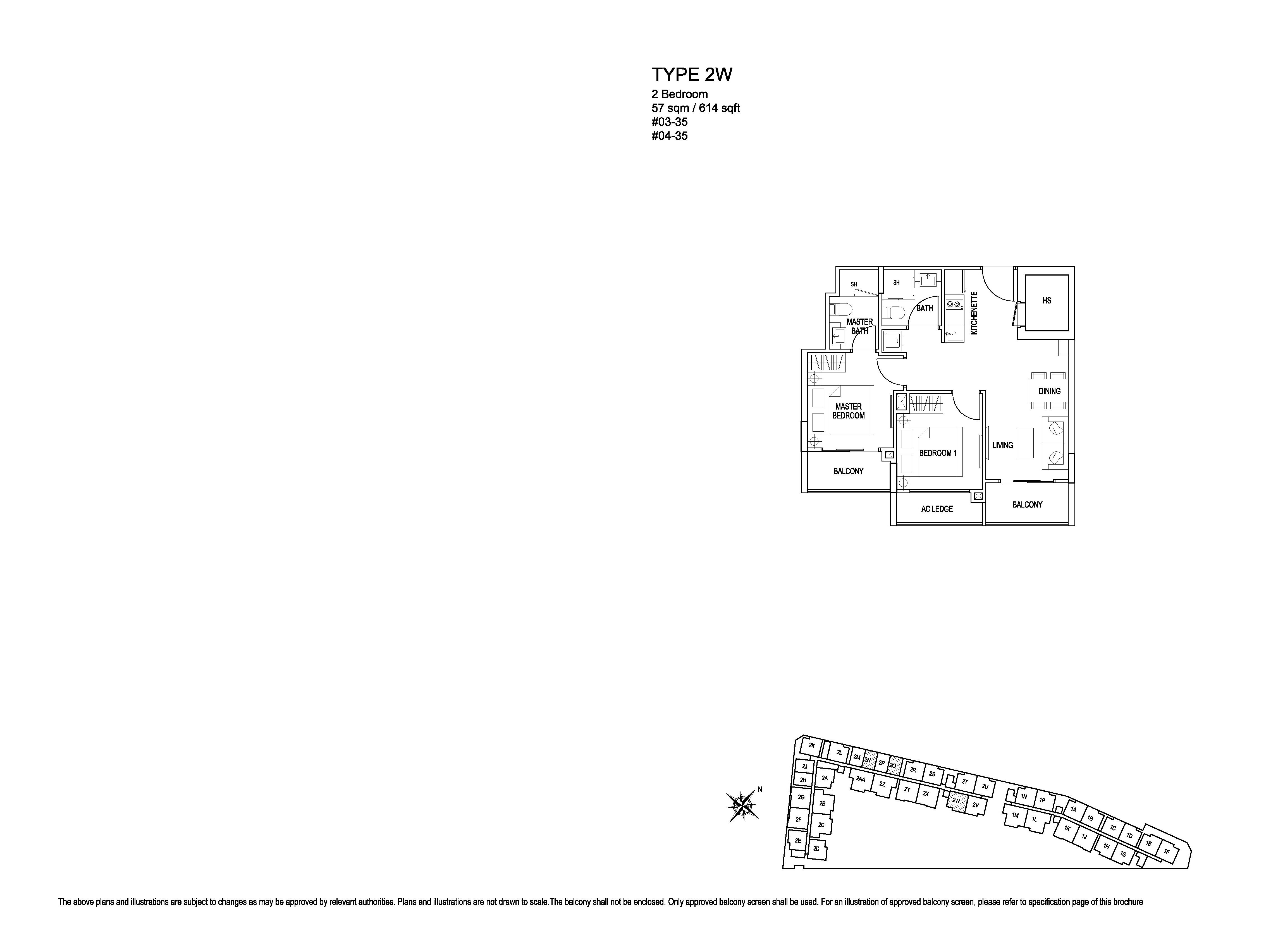 Kensington Square 2 Bedroom Floor Plans Type 2W