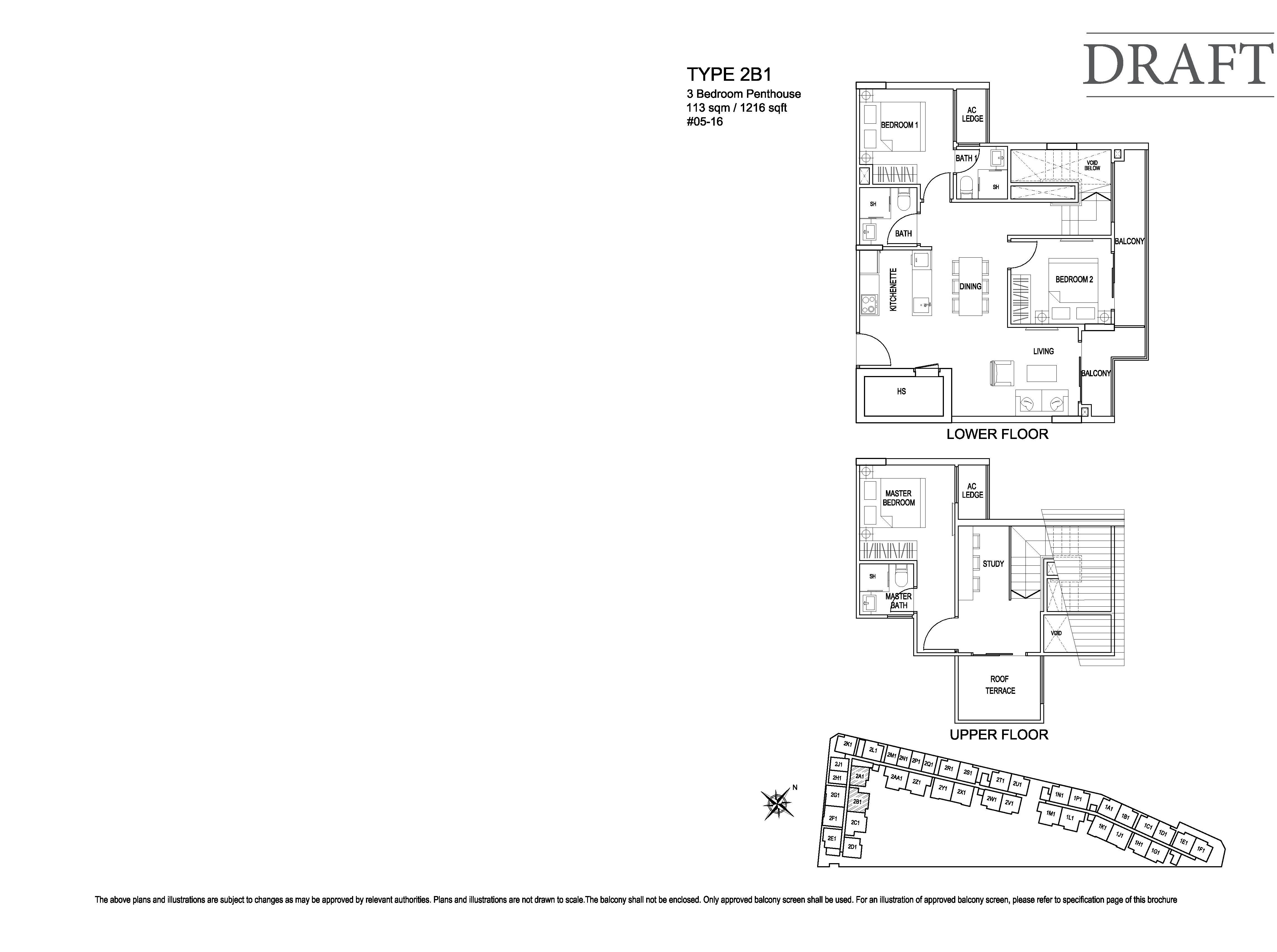 Kensington Square 3 Bedroom Penthouse Floor Plans Type 2B1