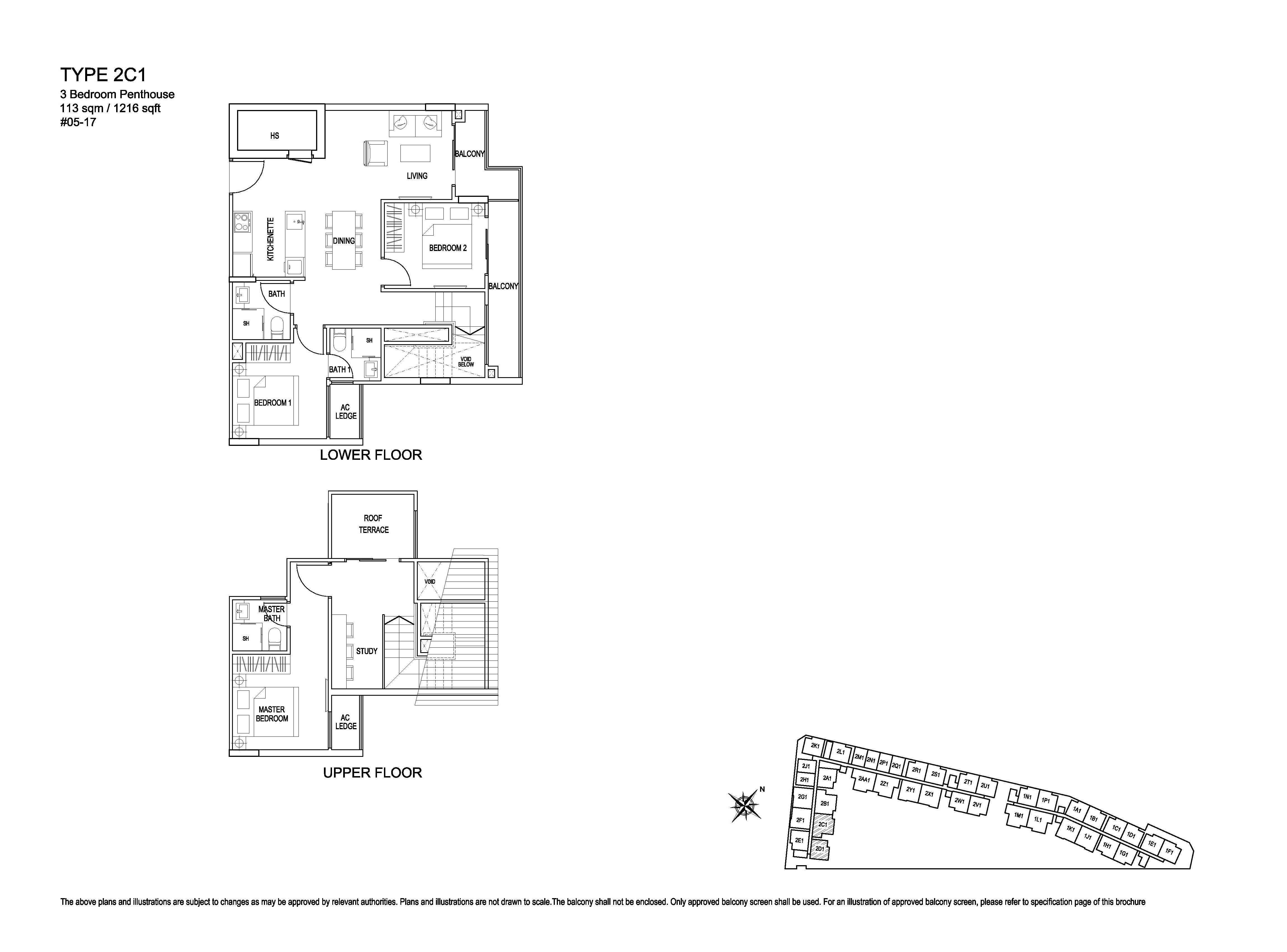 Kensington Square 3 Bedroom Penthouse Floor Plans Type 2C1