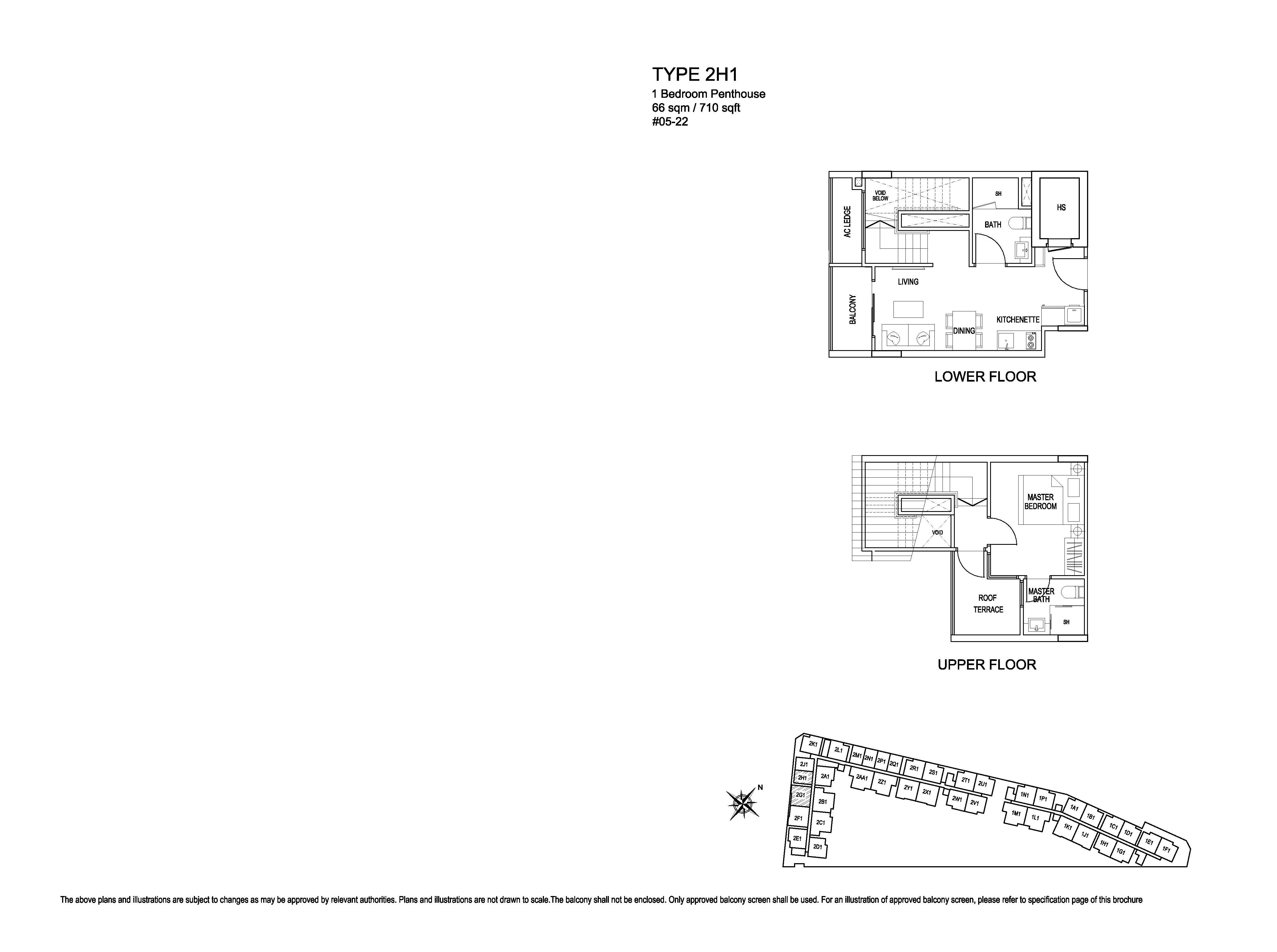 Kensington Square 1 Bedroom Penthouse Floor Plans Type 2H1