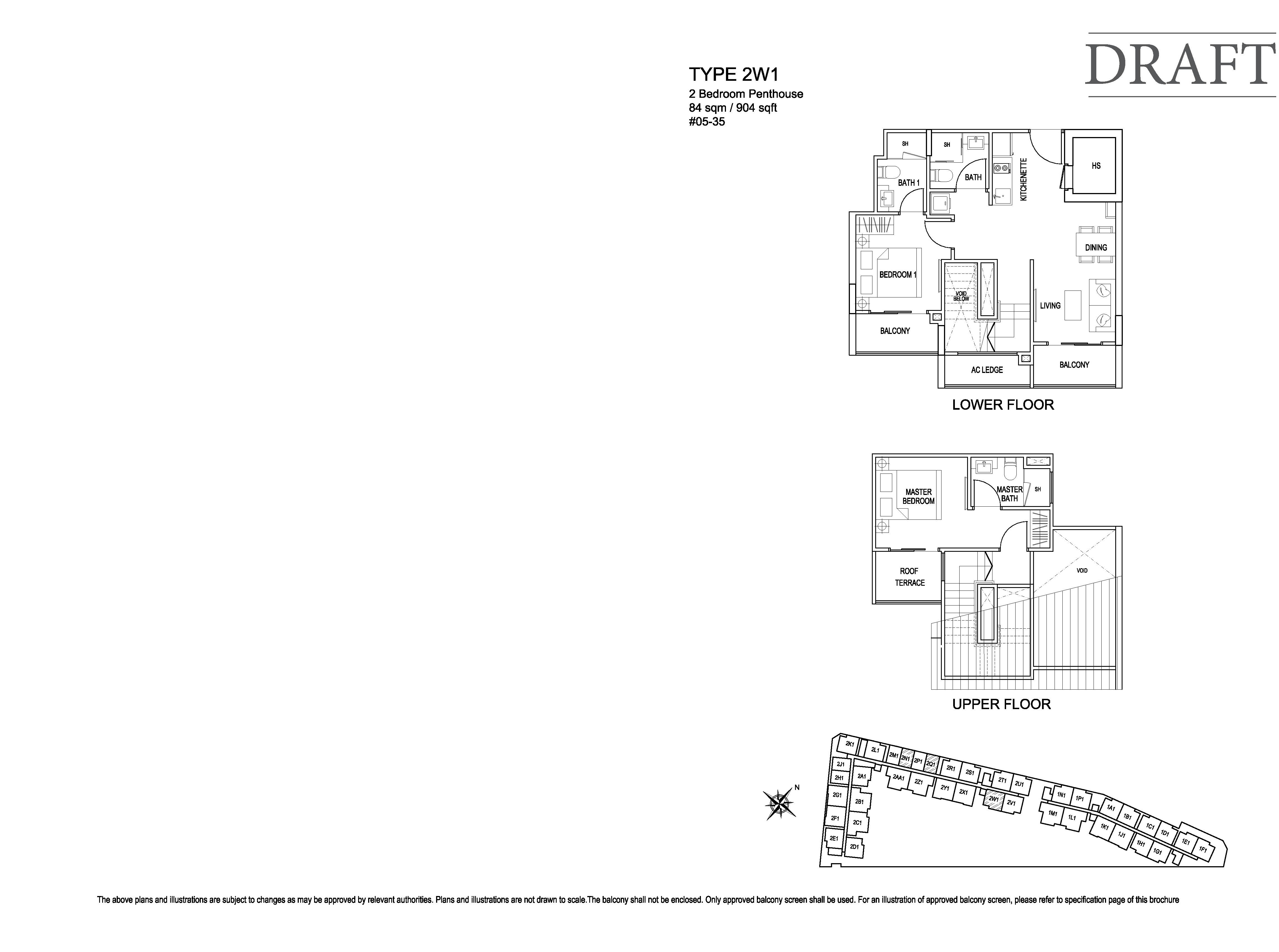 Kensington Square 2 Bedroom Penthouse Floor Plans Type 2W1